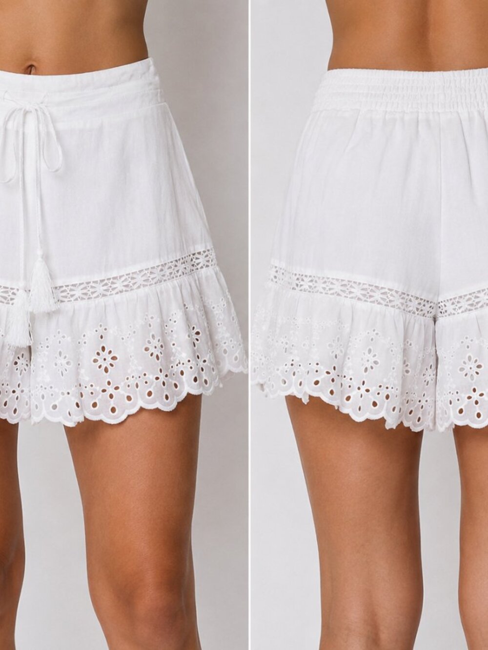 Copper Key White Eyelet Lace Ruffle Skort Size L NWT